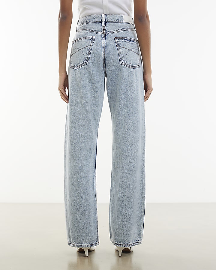River Island Blue Relaxed Straight Leg Jeans