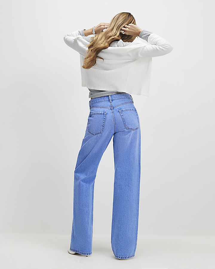 River Island Blue Relaxed Straight Leg Jeans