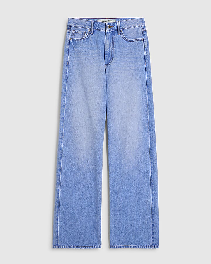 river island Blue Relaxed Straight Leg Jeans