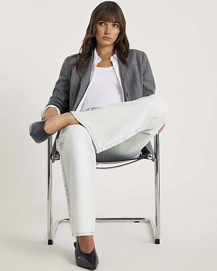 River Island Blue Relaxed Straight Leg Jeans
