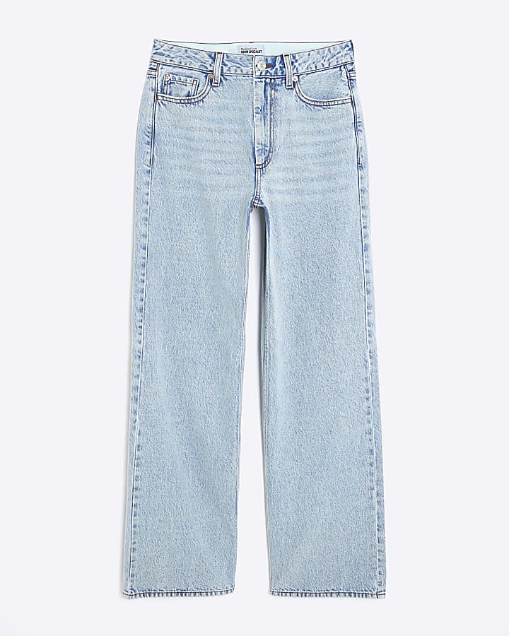 river island Blue Relaxed Straight Leg Jeans