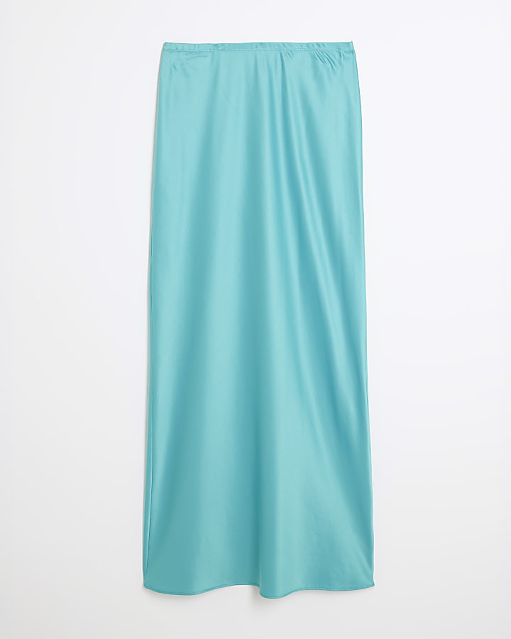 river island Blue Satin Maxi Skirt