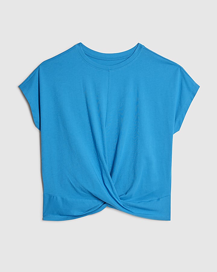 river island Blue Short Sleeve Twist Front T-shirt