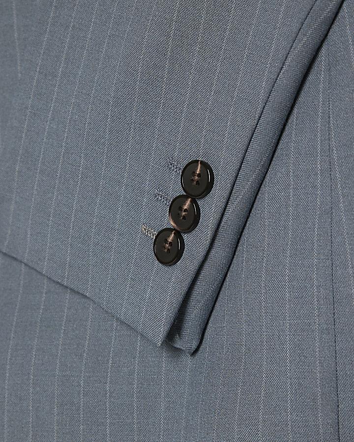 river island Blue Skinny Fit Pinstripe Suit Jacket