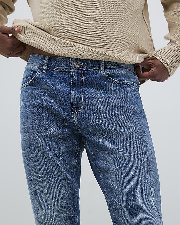 River Island Blue Skinny Fit Rip Jeans