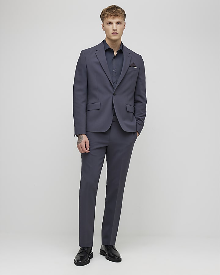 River Island Blue Skinny Fit Suit Jacket