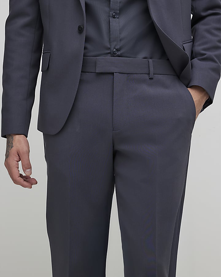 River Island Blue Skinny Fit Suit Trousers