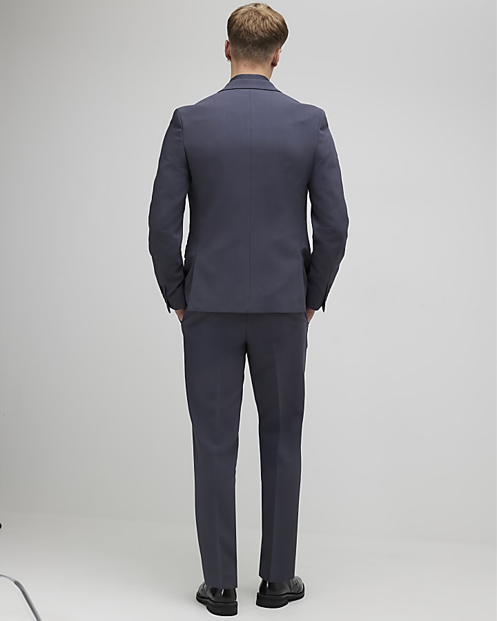 River Island Blue Skinny Fit Suit Trousers