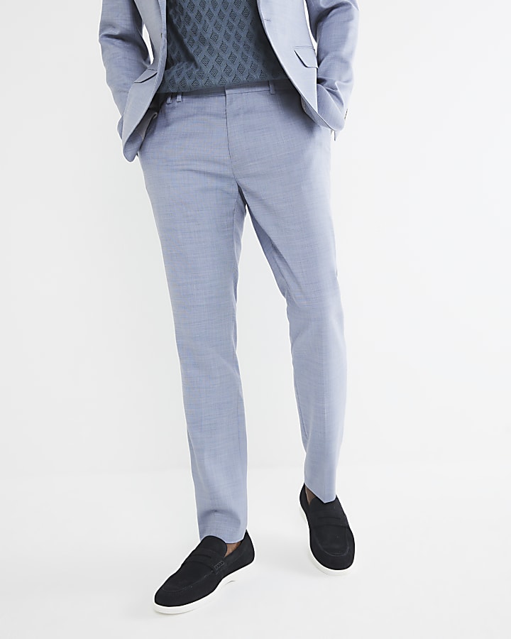 River Island Blue Skinny Fit Suit Trousers