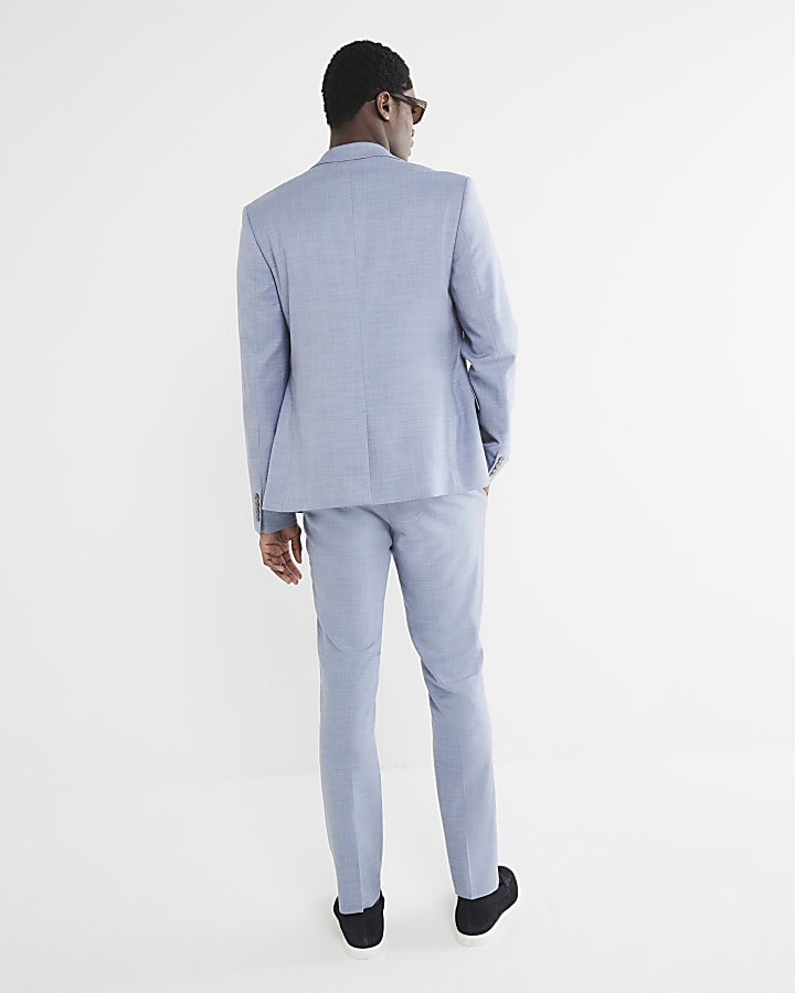 River Island Blue Skinny Fit Suit Trousers