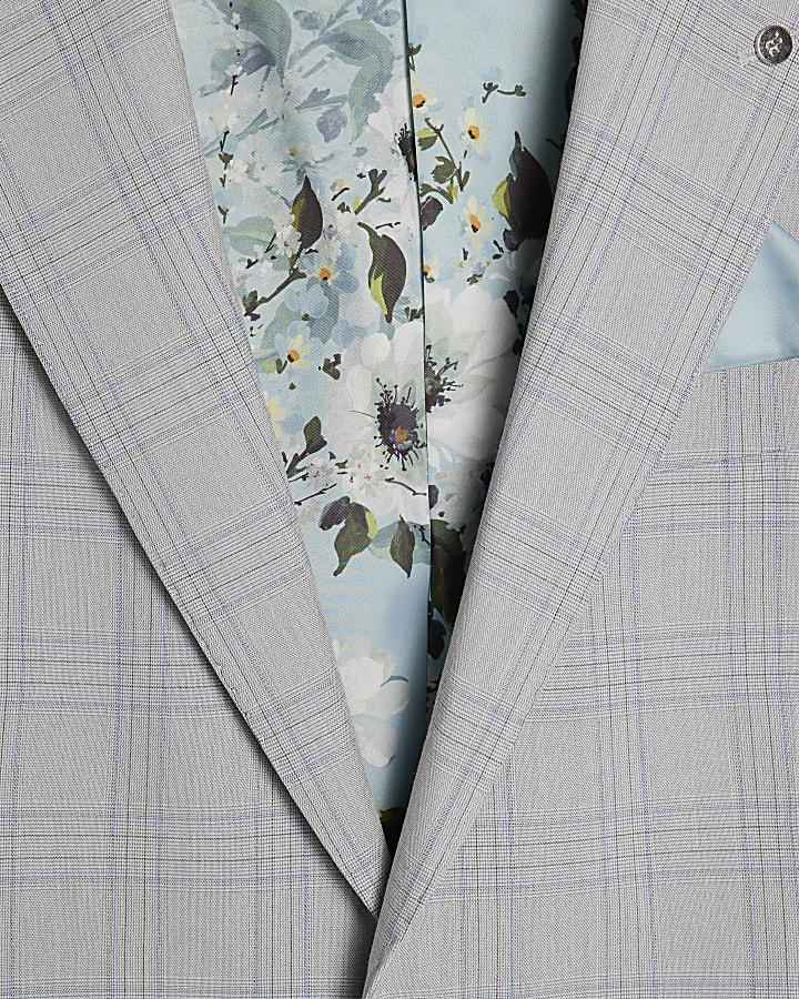 river island Blue Slim Fit Check Suit Jacket