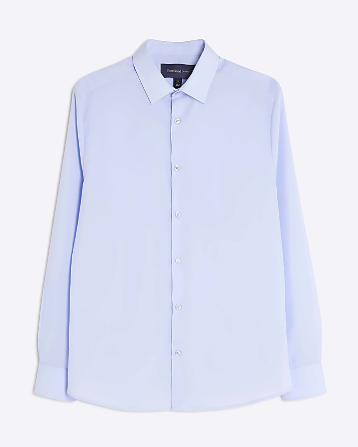 river island Blue Slim Fit Long Sleeve Shirt