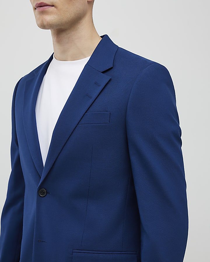 River Island Blue Slim Fit Suit Jacket