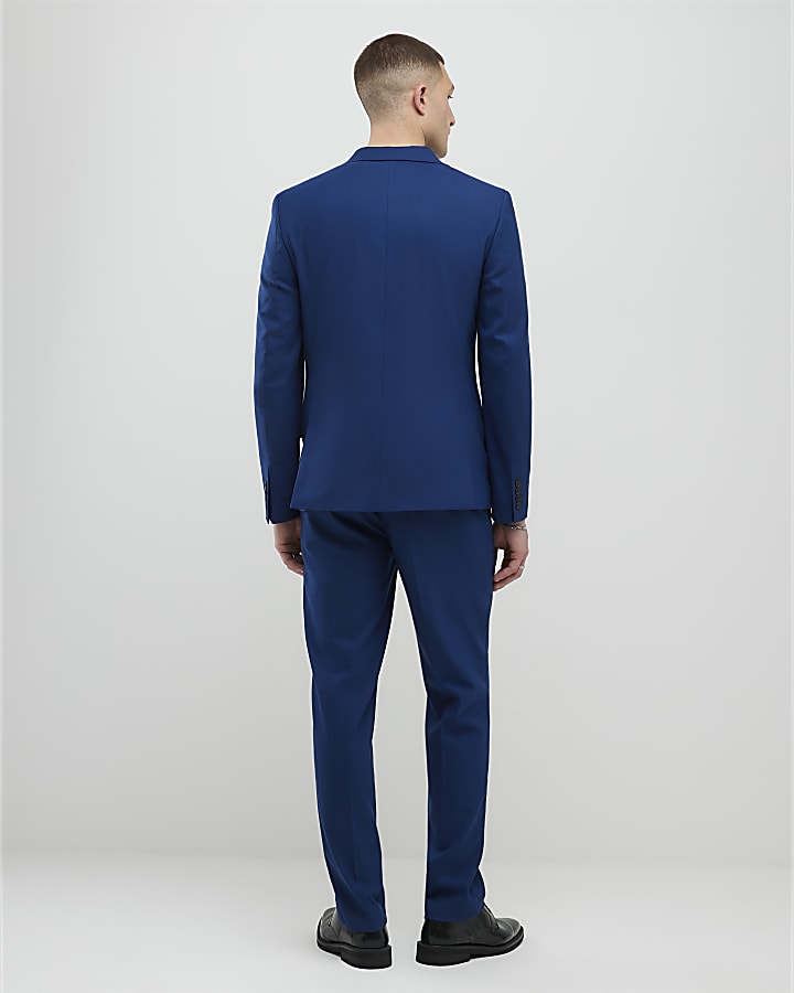 River Island Blue Slim Fit Suit Trousers