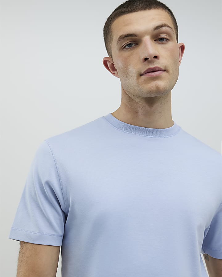 River Island Blue Slim Fit T-Shirt