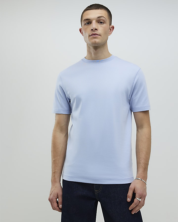 River Island Blue Slim Fit T-Shirt