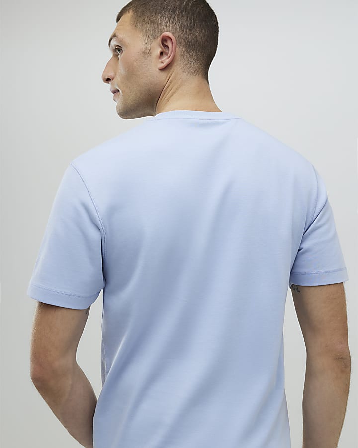 River Island Blue Slim Fit T-Shirt