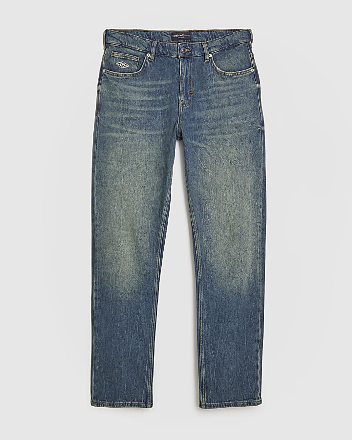 river island Blue Straight Leg Jeans