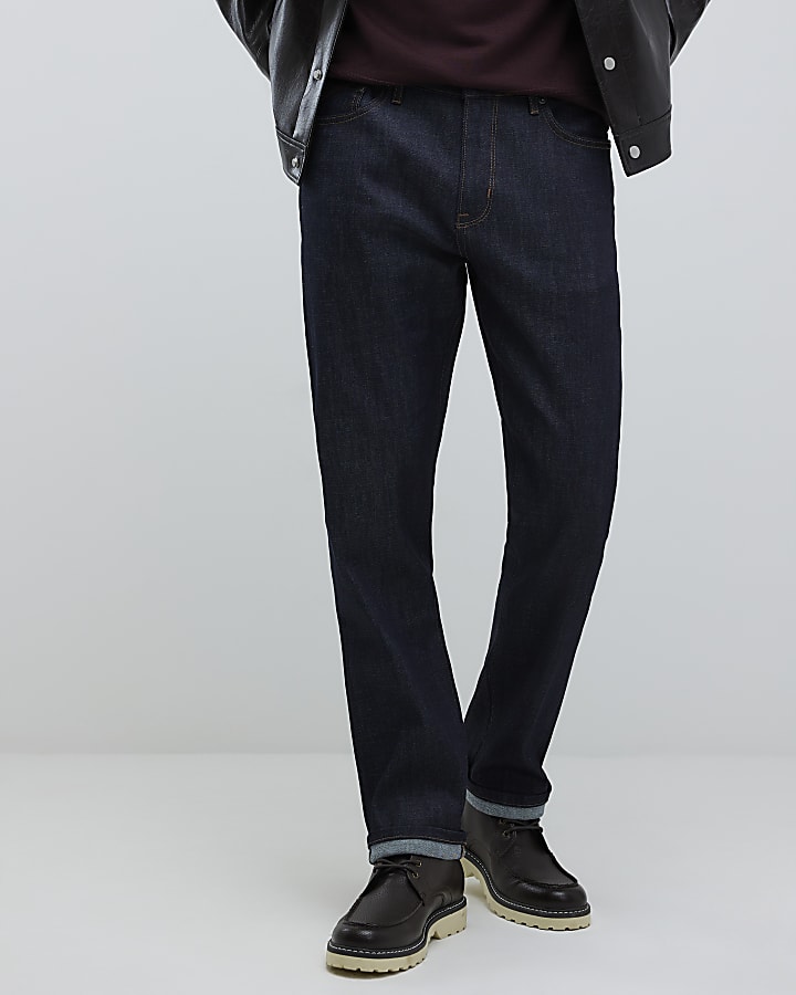 River Island Blue Straight Selvedge Jeans