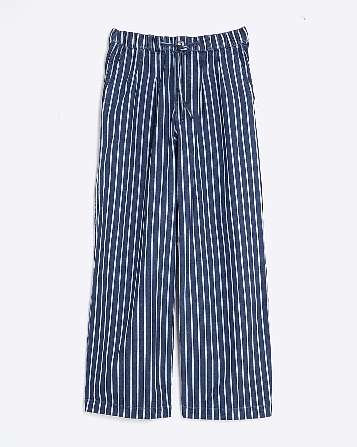 river island Blue Stripe Wide Leg Pyjama Jeans