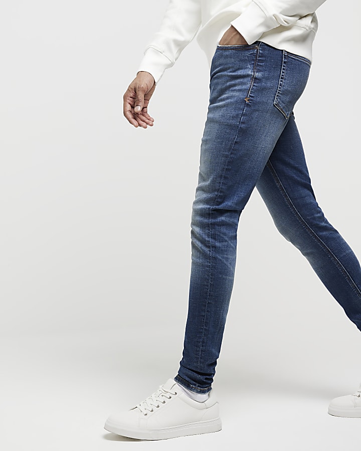 River Island Blue Super Skinny Spray On Jeans