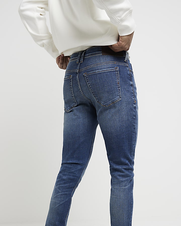 River Island Blue Super Skinny Spray On Jeans