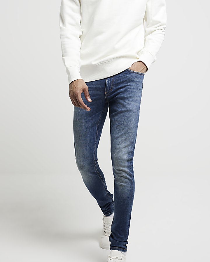 River Island Blue Super Skinny Spray On Jeans