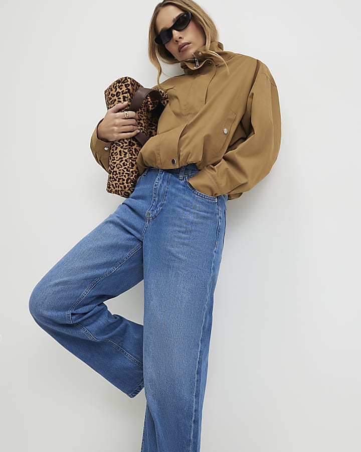 River Island Blue Tailored Wide Leg Jeans