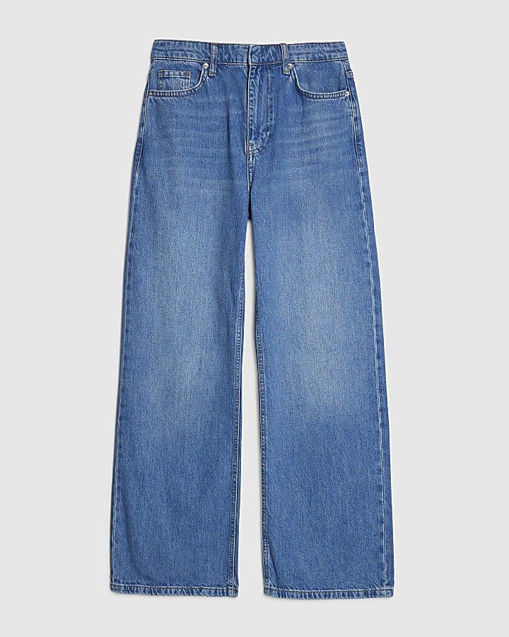 river island Blue Tailored Wide Leg Jeans