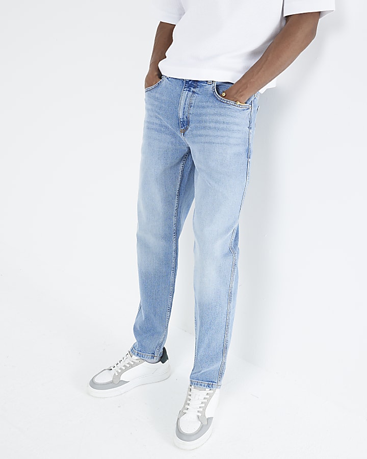 River Island Blue Tapered Fit Jeans