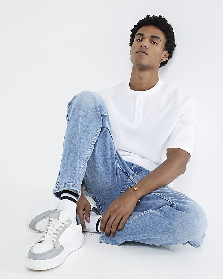 River Island Blue Tapered Fit Jeans