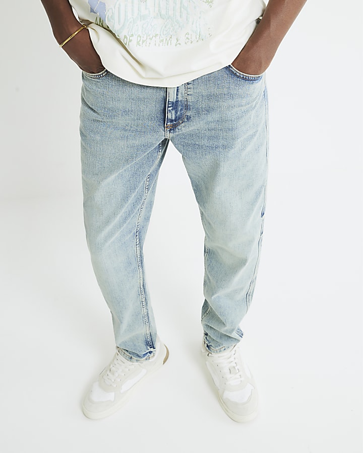 River Island Blue Tapered Fit Jeans
