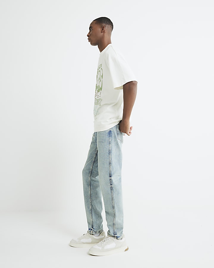River Island Blue Tapered Fit Jeans