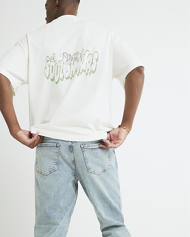 River Island Blue Tapered Fit Jeans