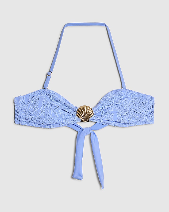 river island Blue Textured Shell Bikini Briefs