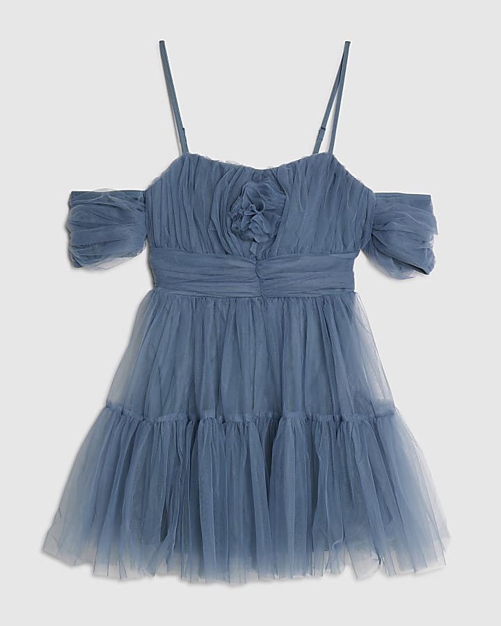 river island Blue Tulle Mini Dress