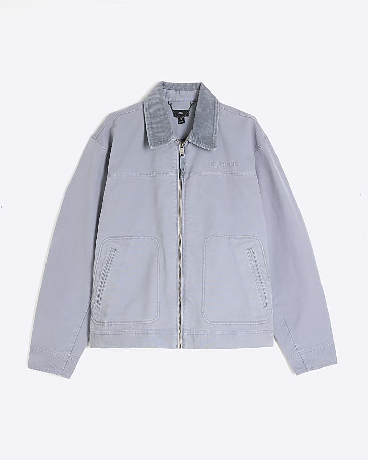 river island Blue Washed Workwear Jacket