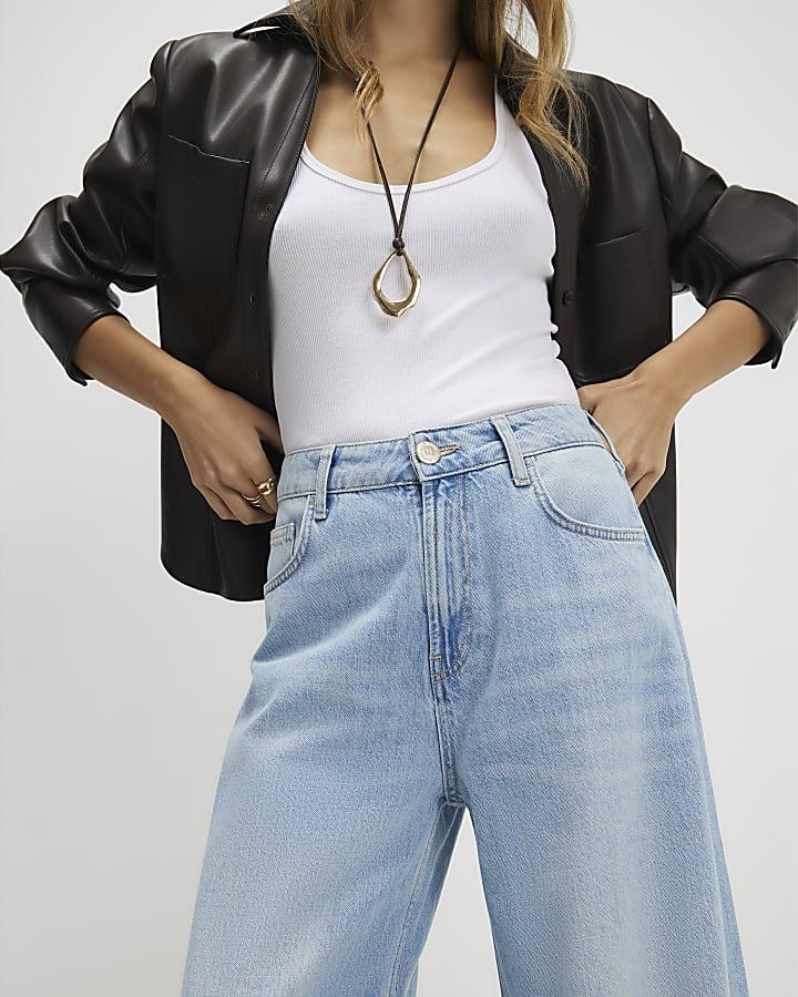 River Island Blue Wide Leg Jeans
