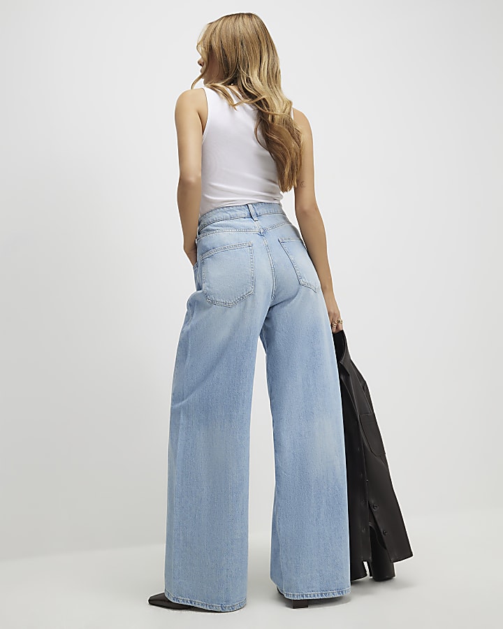 River Island Blue Wide Leg Jeans