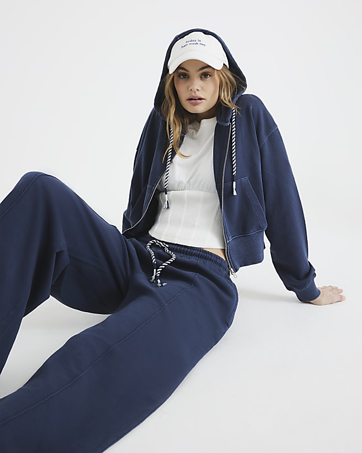 River Island Blue Wide Leg Joggers