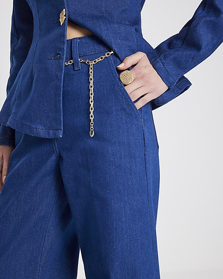 River Island Blue Wide Leg Palazzo Jeans
