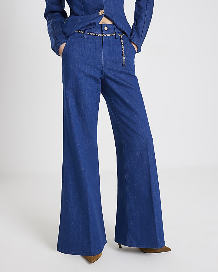 River Island Blue Wide Leg Palazzo Jeans