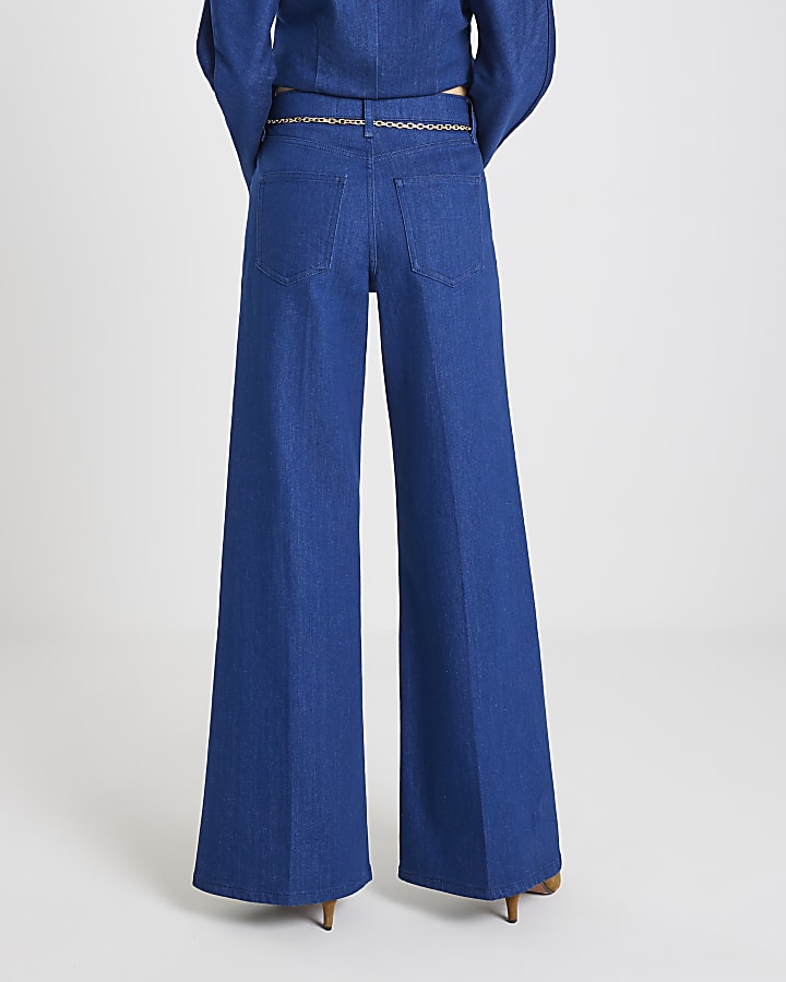 River Island Blue Wide Leg Palazzo Jeans