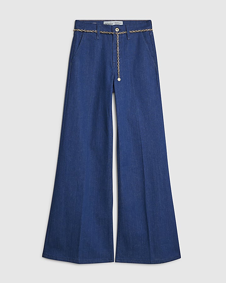 river island Blue Wide Leg Palazzo Jeans