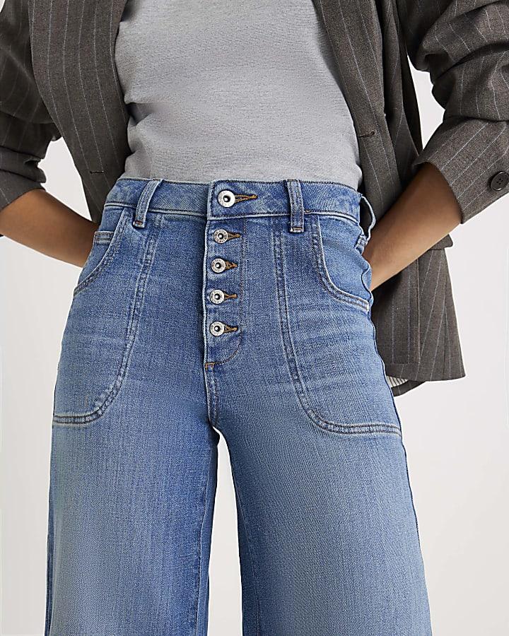 River Island Blue Wide Leg Pocket Front Jeans