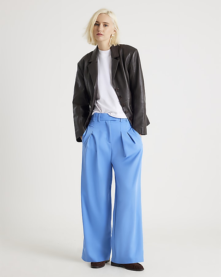 River Island Blue Wide Leg Trousers
