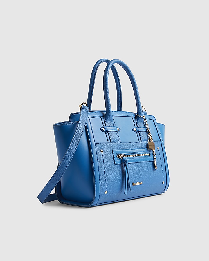 River Island Blue Winged Panelled Zip Tote Bag