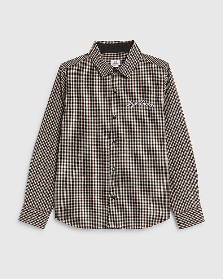 River Island Boys Beige Check Shirt