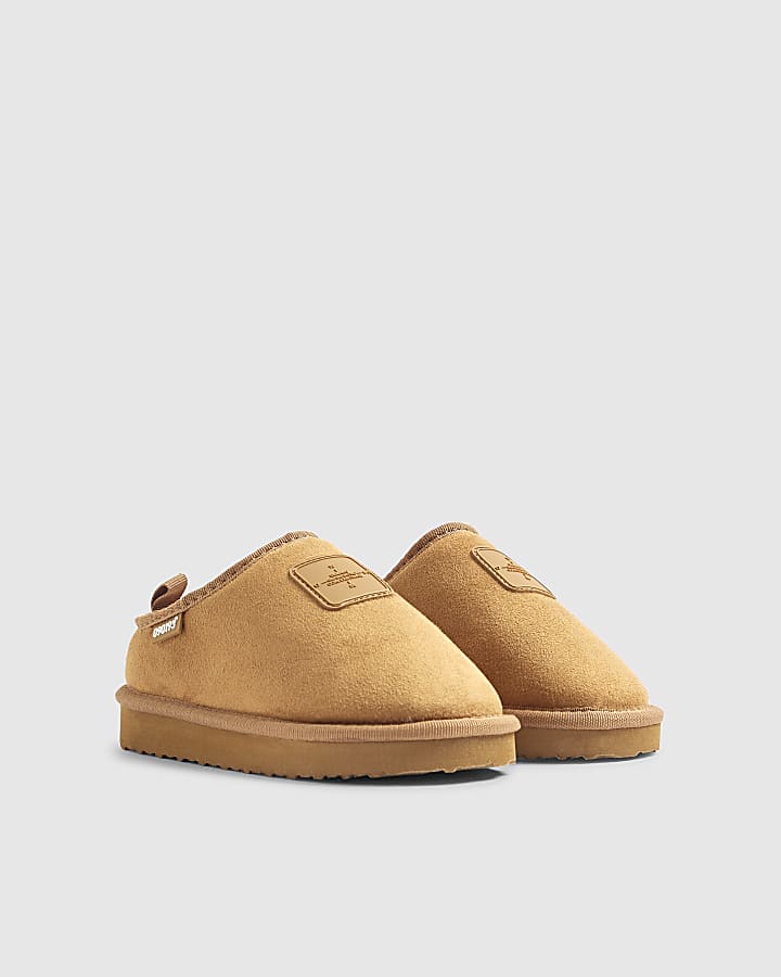 River Island Boys Beige Faux Suede Slippers