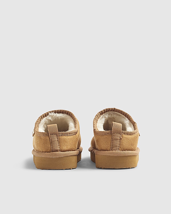 River Island Boys Beige Faux Suede Slippers
